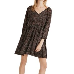 Madewell Chiffon Animal Print Longsleeve Babydoll Dress